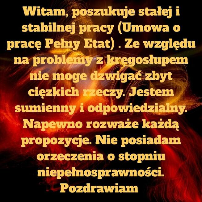 Poszkuje Pracy Portier / Stróż / Szatniarz / Dozorca / Woźny