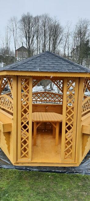 Altana drewniana ogrodowa szesciokątna