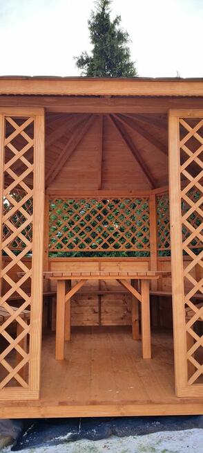 Altana drewniana ogrodowa szesciokątna