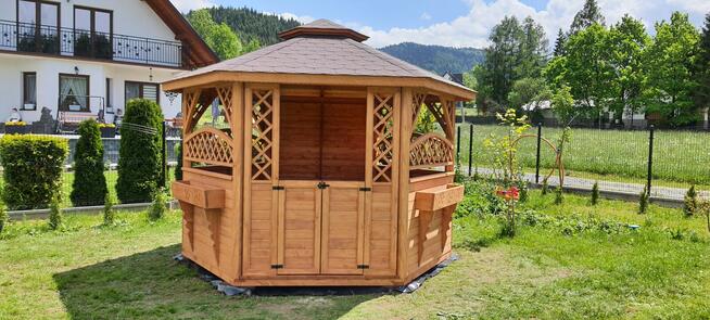 Altana drewniana ogrodowa szesciokątna