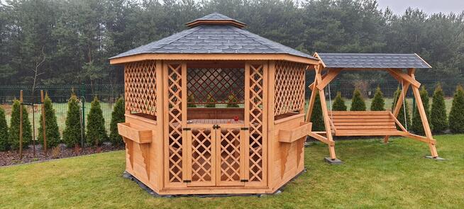 Altana drewniana ogrodowa szesciokątna