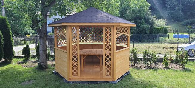 Altana drewniana ogrodowa szesciokątna