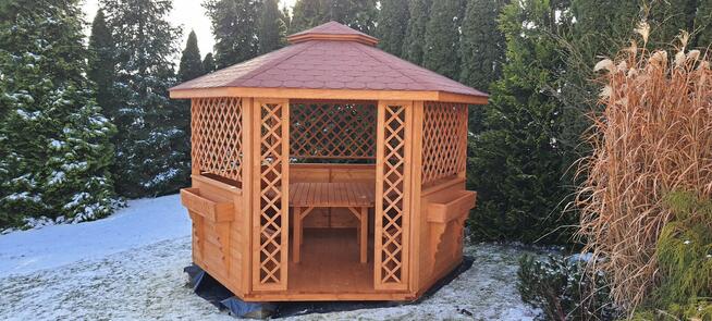 Altana drewniana ogrodowa szesciokątna