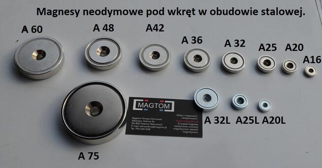 Magnes neodymowy pod wkręt stożek w obudowie A 20 uchwyt