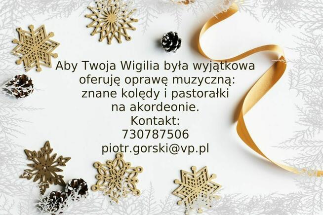 Wigilie, kolędy - oprawa muzyczna - akordeonista Kraków