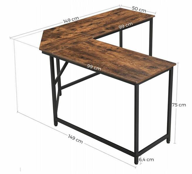 Biurko INDUSTRIALNE Rustykalne narożne DUŻE 149x149