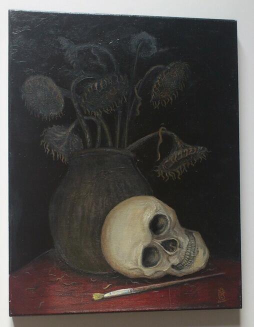 Obraz „Vincent i słoneczniki”, olej na płótnie, 45 x 35 cm