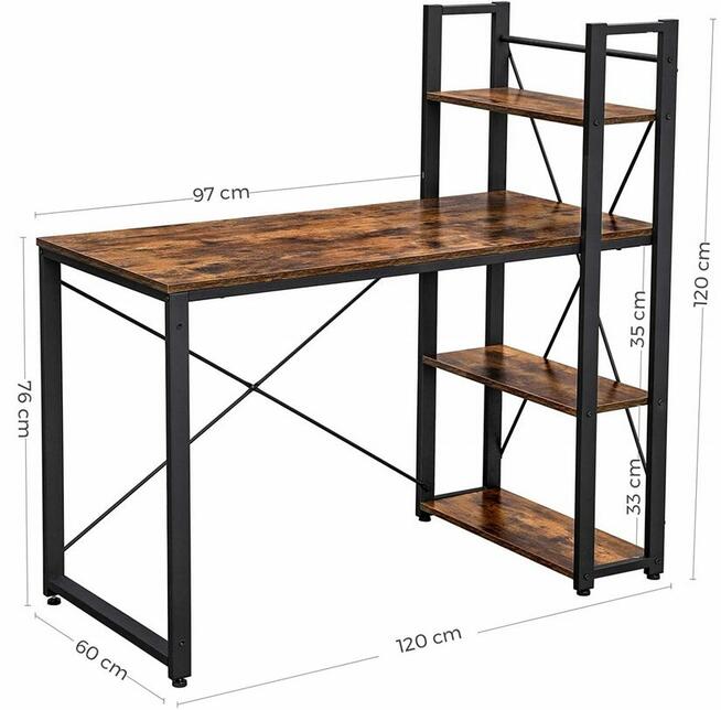 Biurko Komputerowe Składane Industrialne 120x60 cm