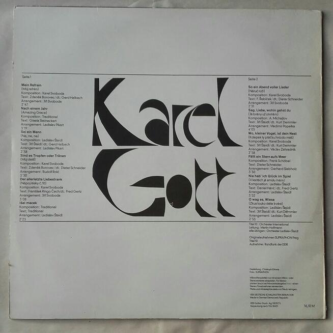 Karel Gott , płyta winylowa 1975 r.