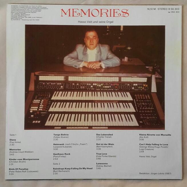 Memories, muzyka organowa, Hasso Veit organy, winyl 1987 r.