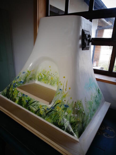 Okap kuchenny rustykalny na wymiar malowany drewniany