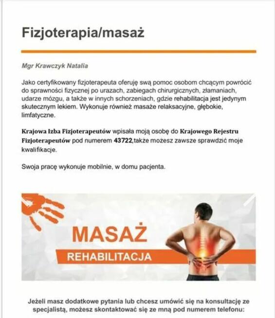 Masaże/Rehabilitacja