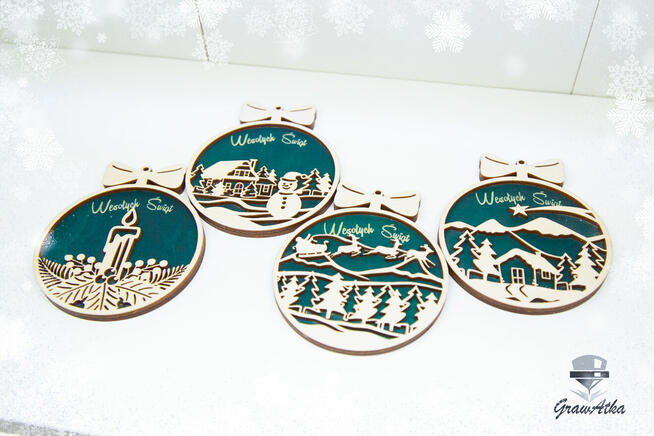 ZESTAW BOMBEK 3D Z Grawerem „Wesołych Świąt GrawAtka