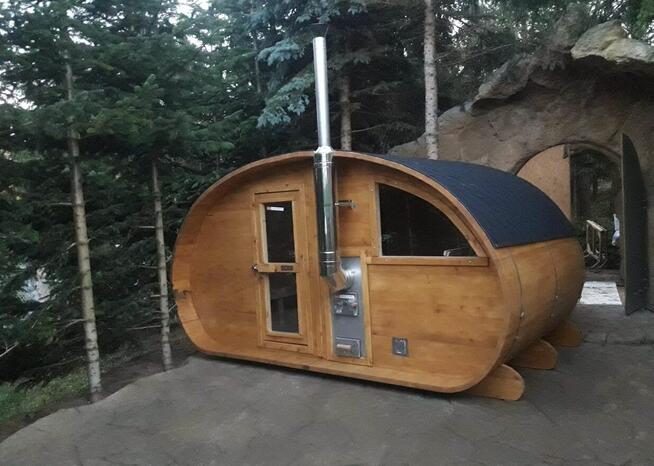 Sauna ogrodowa Owalna SPA Wellness przedsionek piec 2,4 x 4