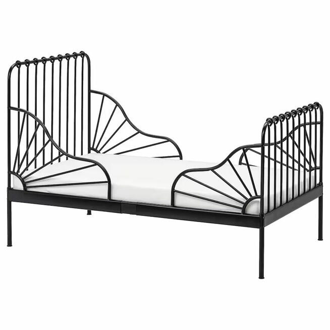 Rozsuwane łóżko dziecięce IKEA MINNEN, czarne, 80x200 cm.