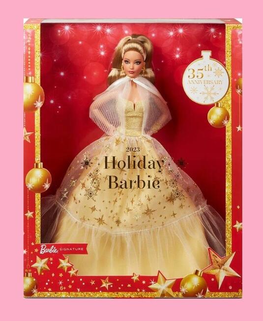 Barbie Signature Lalka świąteczna z jasnobrązowymi włosami