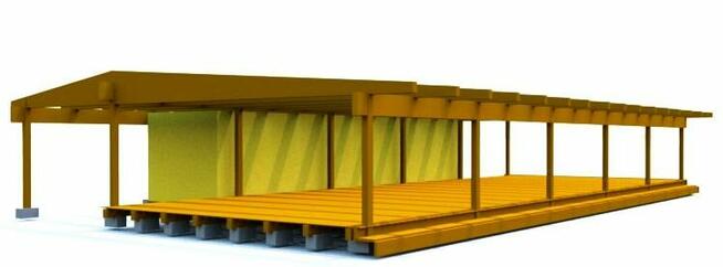 Zadaszenie domku holenderskiego z tarasem.