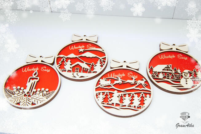 ZESTAW BOMBEK 3D Z Grawerem „Wesołych Świąt GrawAtka