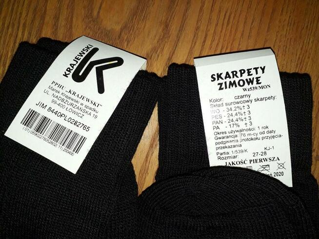 Skarpety wojskowe zimowe, 2 pary, roz. 27-28