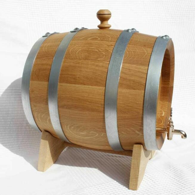 Beczka dębowa węgierska 5 litrów długi kran mosiężny
