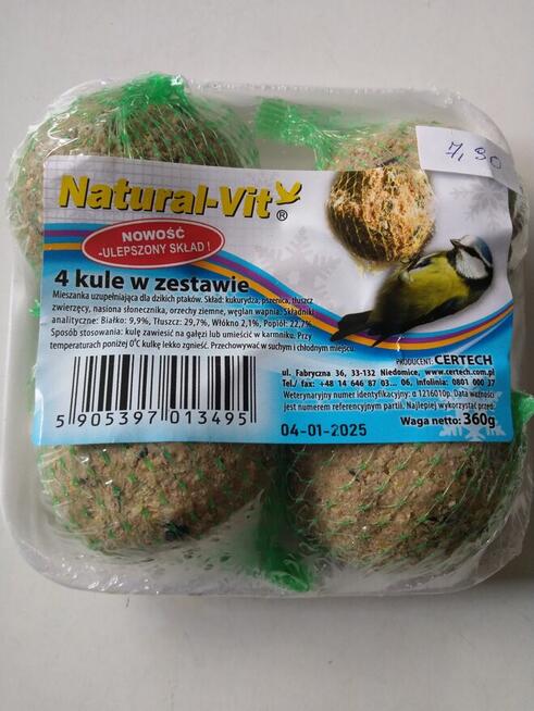 Karma zimowa dla ptaków kule dzwonek tłuszczowy