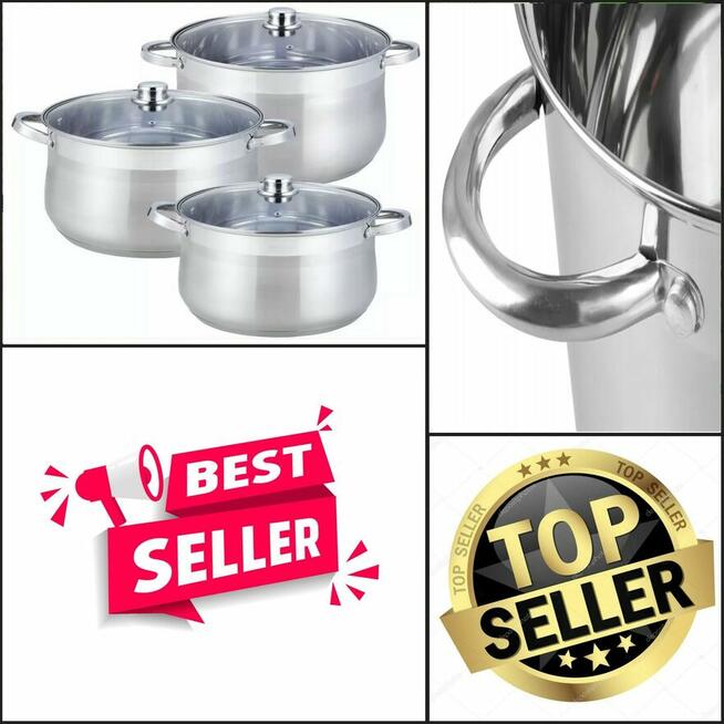 Garnki nierdzewne rosołowe KlönBerg -3szt!!