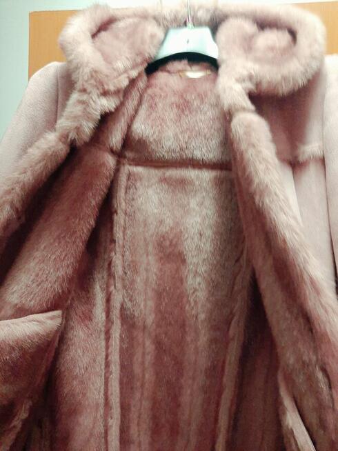 Długi damski kożuch skóra ekologiczna