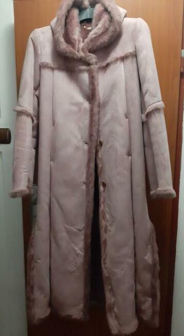 Długi damski kożuch skóra ekologiczna