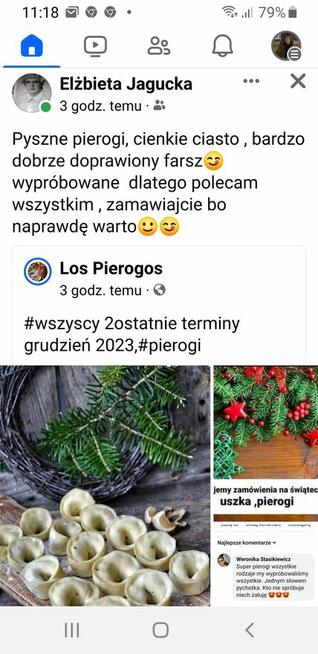 Pierogi ręcznie lepione, uszka z borowikami