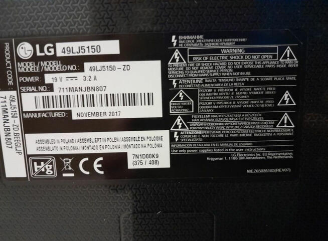 Sprzedam tanio telewizor marki lg 49 cali
