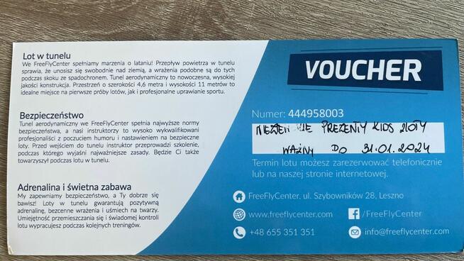Voucher lot w tunelu aerodynamicznym LESZNO - dziecko