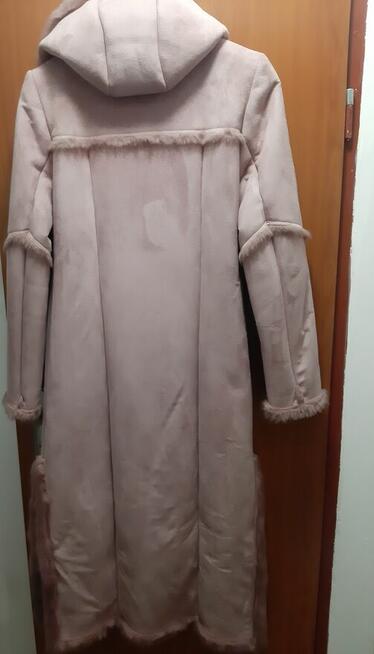 Długi damski kożuch skóra ekologiczna