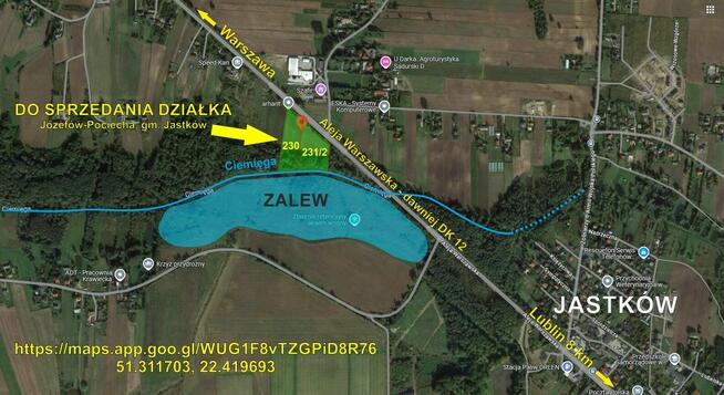Działka w Jastkowie przy trasie warszawskiej i zalewie