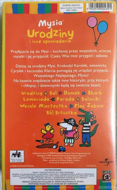 Kaseta VHS - Mysia Urodziny i inne opowiadania 50 min