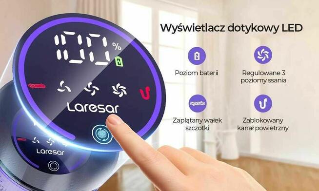 Laresar V7 500W 50KPA bezprzewodowy odkurzacz ręczny