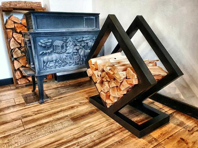 Stojak na drewno kominkowe do kominka polana loft