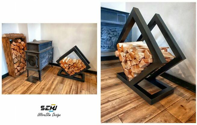 Stojak na drewno kominkowe do kominka polana loft