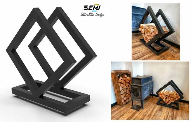 Stojak na drewno kominkowe loft kosz opałowe 25x25