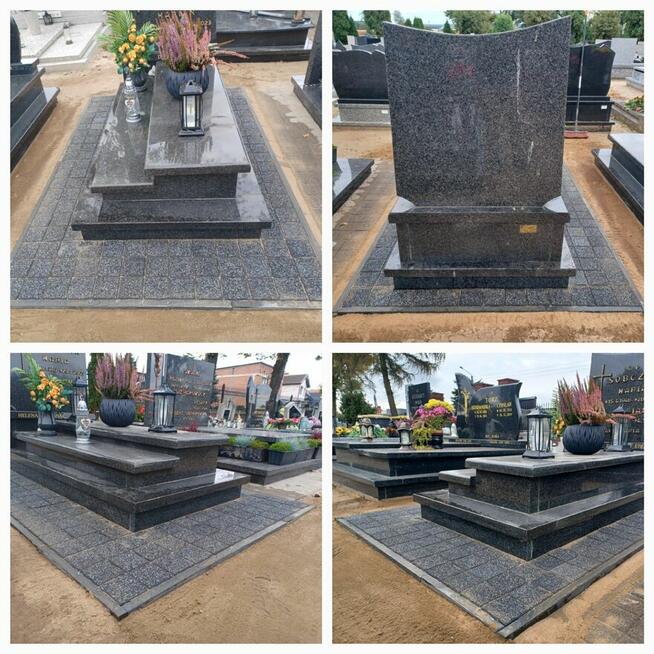 Cmentarz granit kostka brukowa wokół pomnika nagrobka