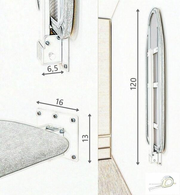 Deska do prasowania mocowana do ściany 108 x 33 cm