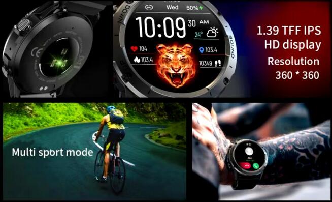 Inteligentny sportowy SmartWatch Mevaden NX9 1.39 Ekran HD