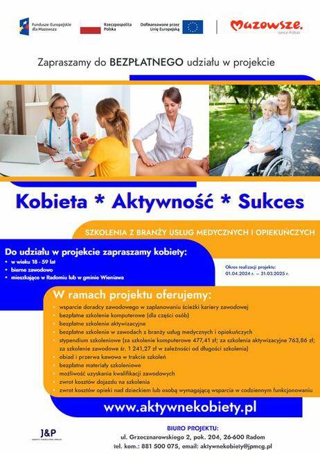 Bezpłatny udział w projekcie „Kobieta * Aktywność * Sukces”