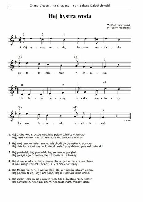 Piosenki na skrzypce - nuty 31 piosenek, słowa, mp3, łatwe