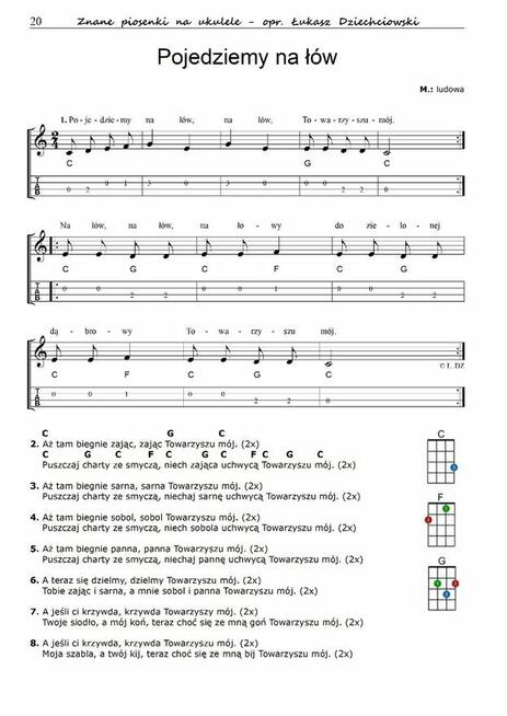 Piosenki na ukulele - nuty, tabulatura, mp3, słowa (31 pios)