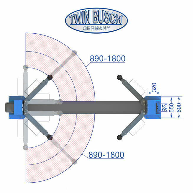 Podnośnik DWUKOLUMNOWY TW 250 HEAVY LINE 5t Twin Busch