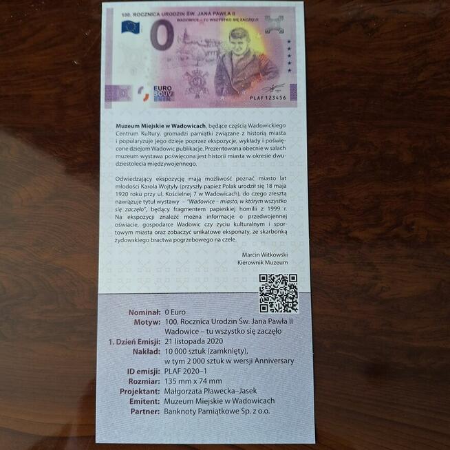 SPRZEDAM BANKNOT 0 EURO.