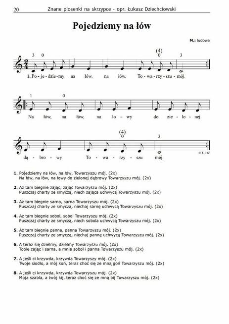 Piosenki na skrzypce - nuty 31 piosenek, słowa, mp3, łatwe