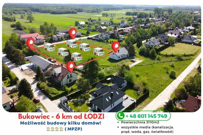dla DEWELOPERA 6km od Łodzi, Media, Asfalt, MPZP