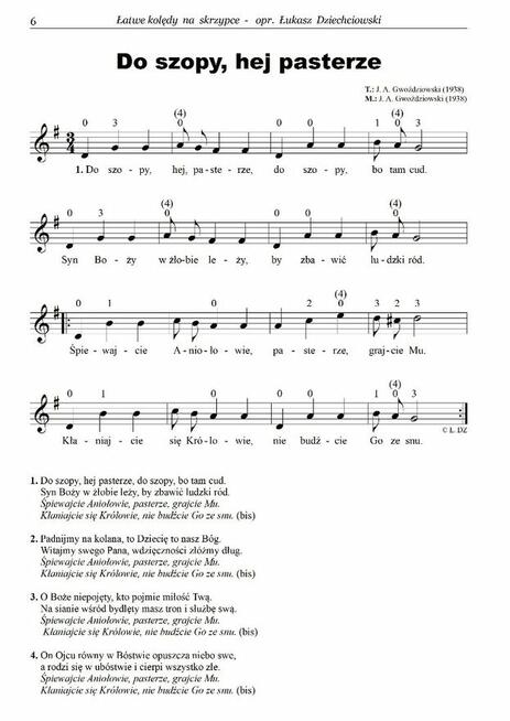 Kolędy na skrzypce - nuty 24 kolęd, słowa, mp3, łatwe, nowe