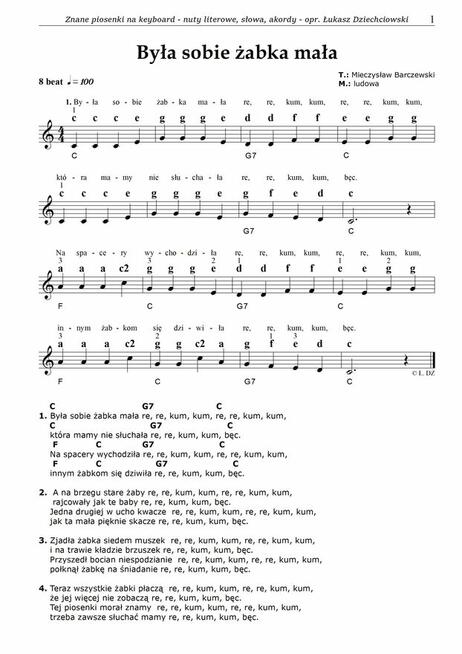 Nuty literowe Znane piosenki - keyboard, pianino, łatwe 31